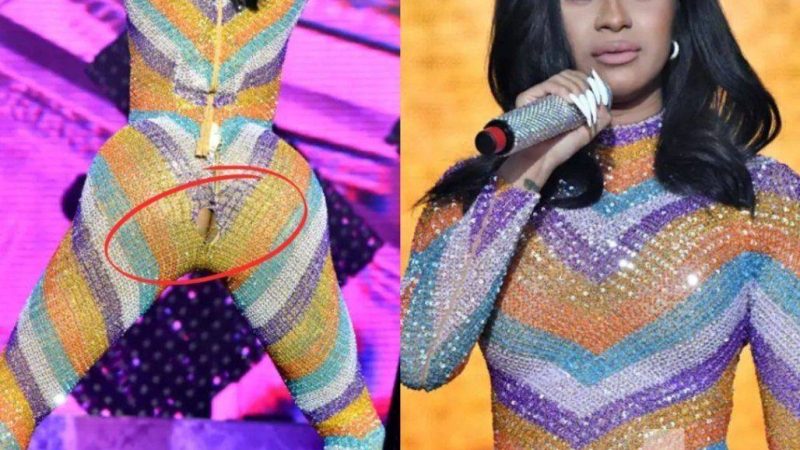 Cardi B was embarrassed – The rapper’s bright rainbow catsuit tore right on her butt when she jumped on stage